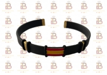 PULSERA BANDERA ESPAA ESMALTE CAUCHO NEGRA